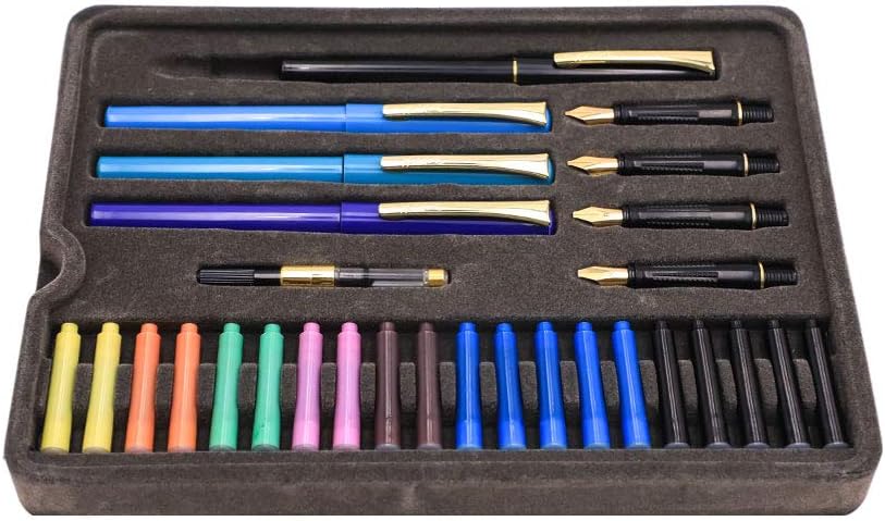 Mont Marte Calligraphy Set, 32 Piece. Includes Calligraphy Pens, Calligraphy Nibs, Ink Cartridges, Introduction Booklet and Exercise Booklet, Packaging May Vary