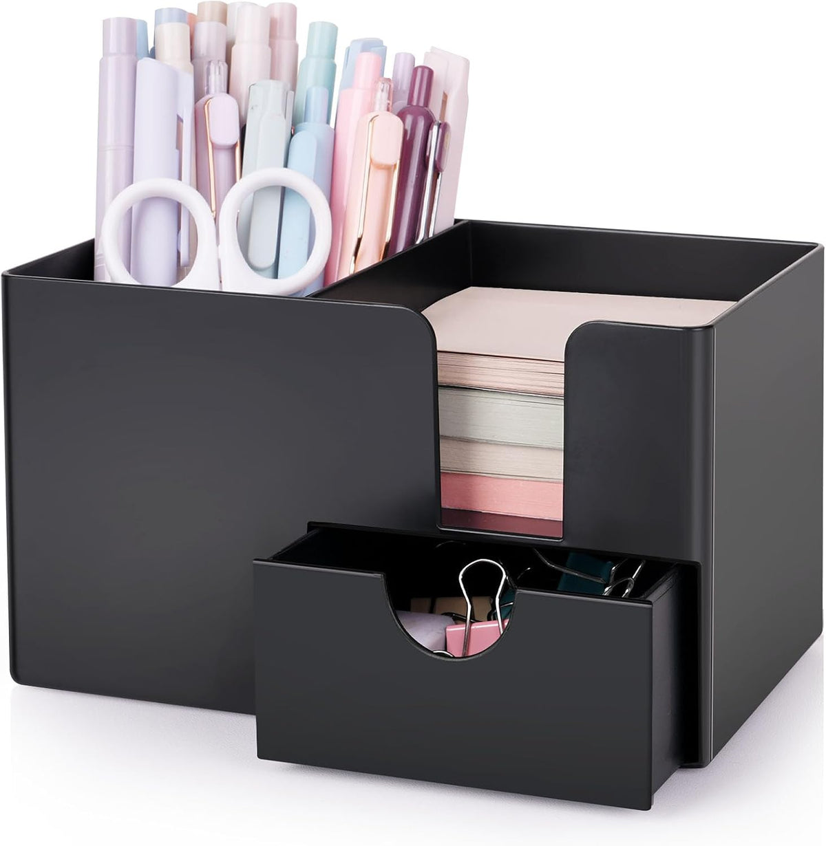 SKYDUE Small Desk Organizer with Sticky Notes Holder,Pen Holder for Desk