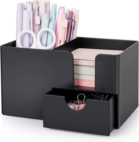 SKYDUE Small Desk Organizer with Sticky Notes Holder,Pen Holder for Desk