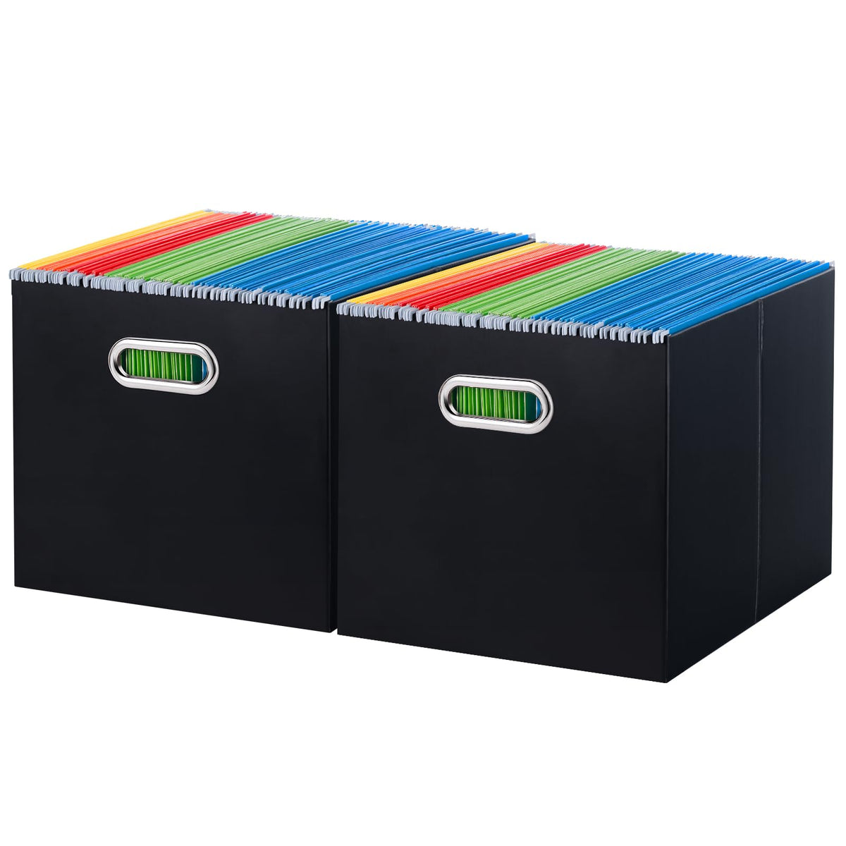 Oterri Portable Collapsible Cardboard File Box with Handle for Letter-Size