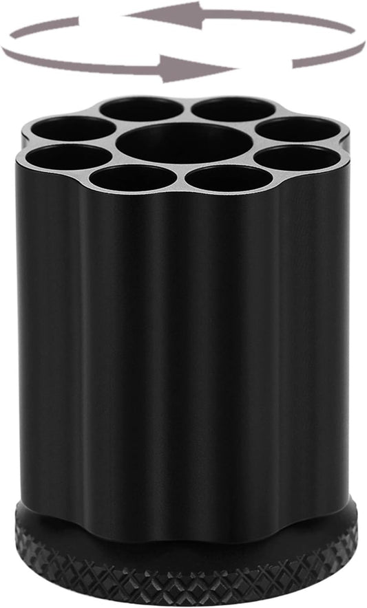 Rotating Revolver Pen Holder, Gun Cylinder Pen Holders, Favorite Pencil Holder and Perfect Stationery Supplies (Black)