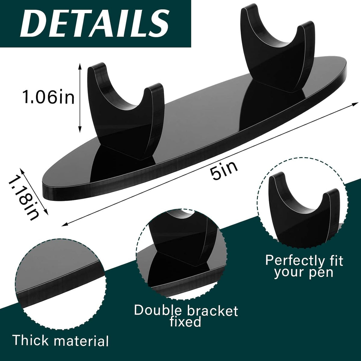 Spakon 2 Pcs Acrylic Pen Display Stand Holder for Desk, Black