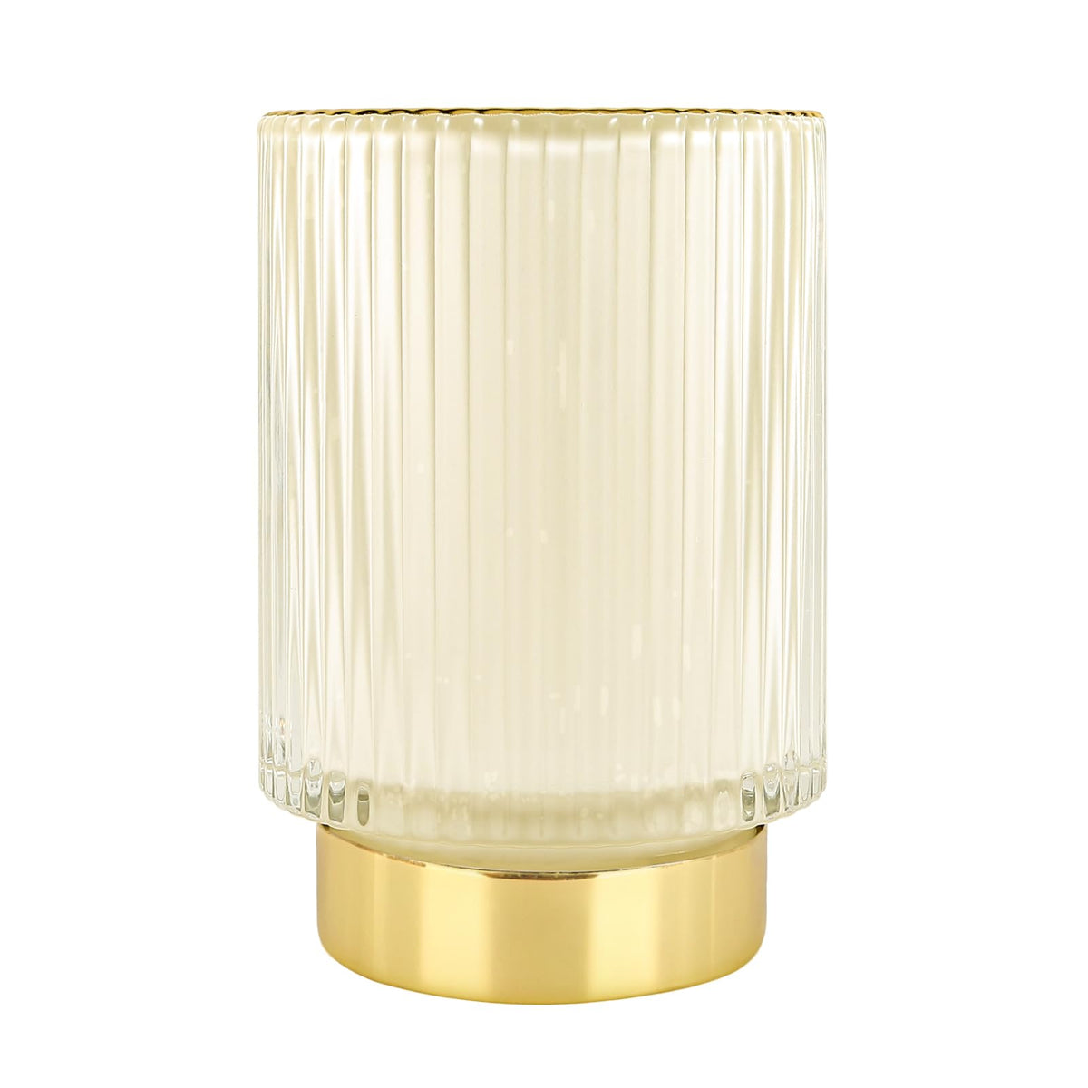 DASITON Makeup Brush holder Organizer,Crystal Cosmetic Makeup Brush Glass Brushes Storage Holder, Vintage Make Up Brush Cup Pen Pencil Holder striped vase(Green L)