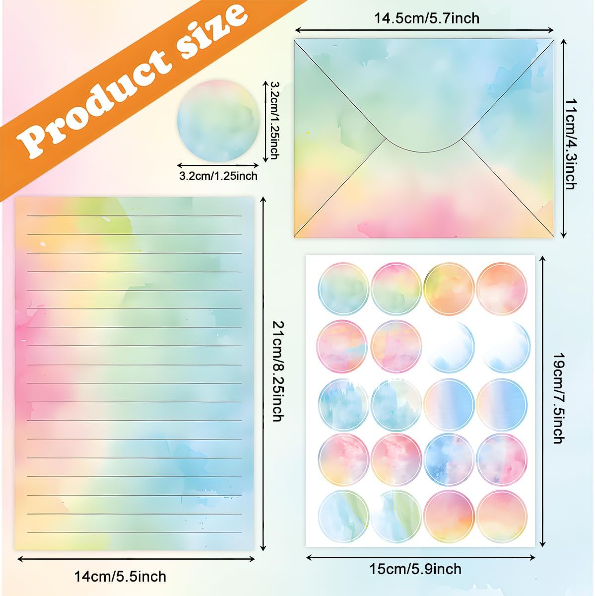 FUNCLASS 160 Pcs Watercolor Stationery Set Letter and Envelopes