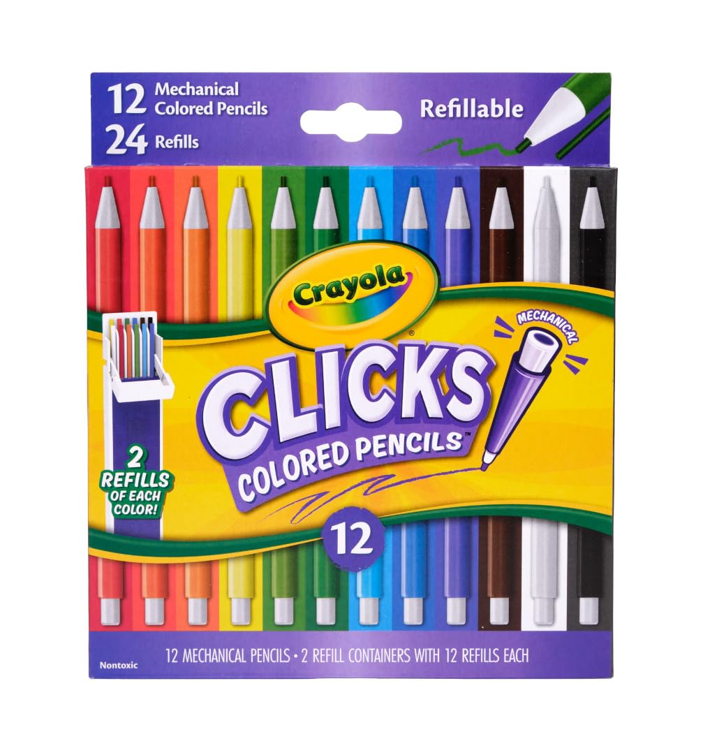 Crayola Clicks Retractable Tip Markers (10ct), Washable Cone Tip Art Marker Set, Cute Aesthetic School Supplies, Classroom Must Haves, Ages 3+