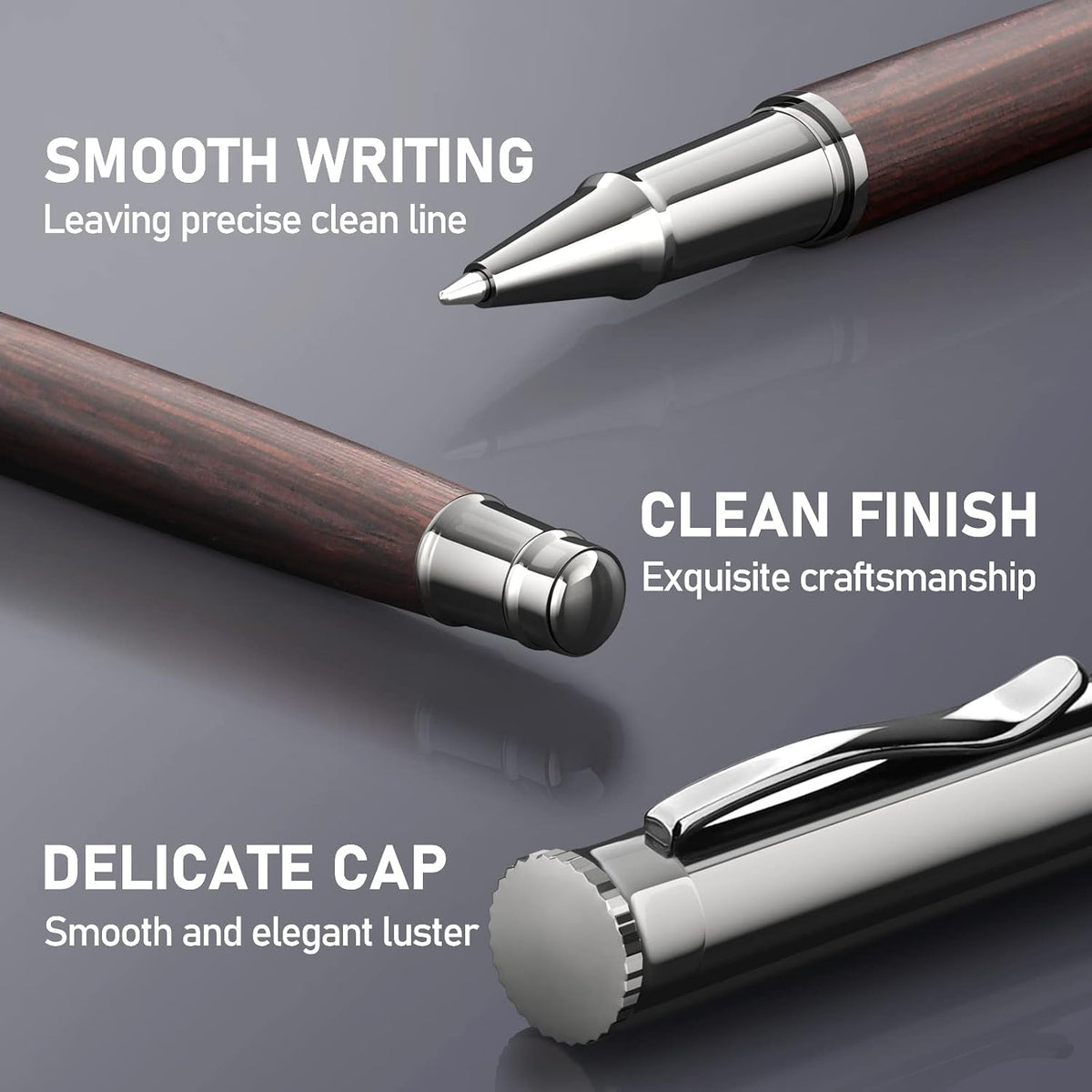 WEMATE Wood Rollerball Pen Set, Nice Pen for Men, Fancy Look - Black Oak
