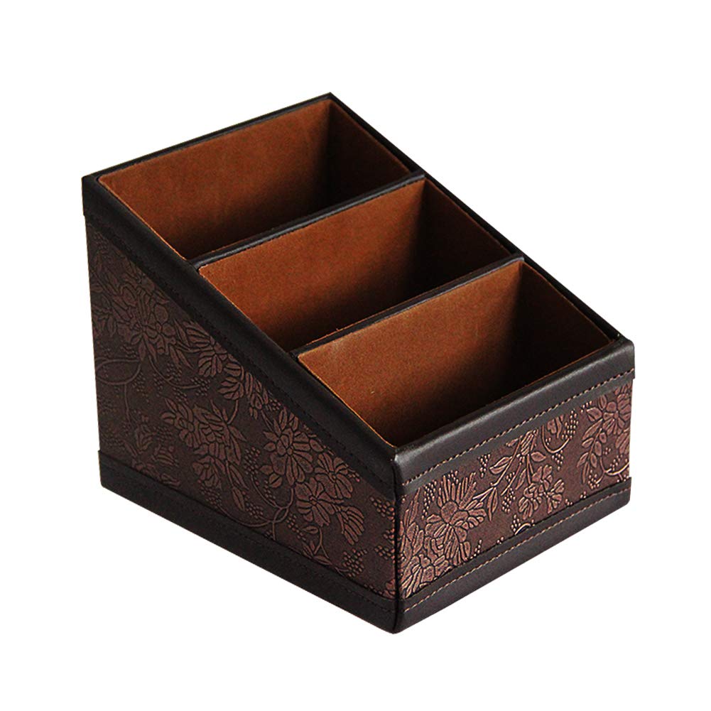 PU Leather Remote Control Holder Storage Container for TV Remote Phone Caddy Eyeglasses