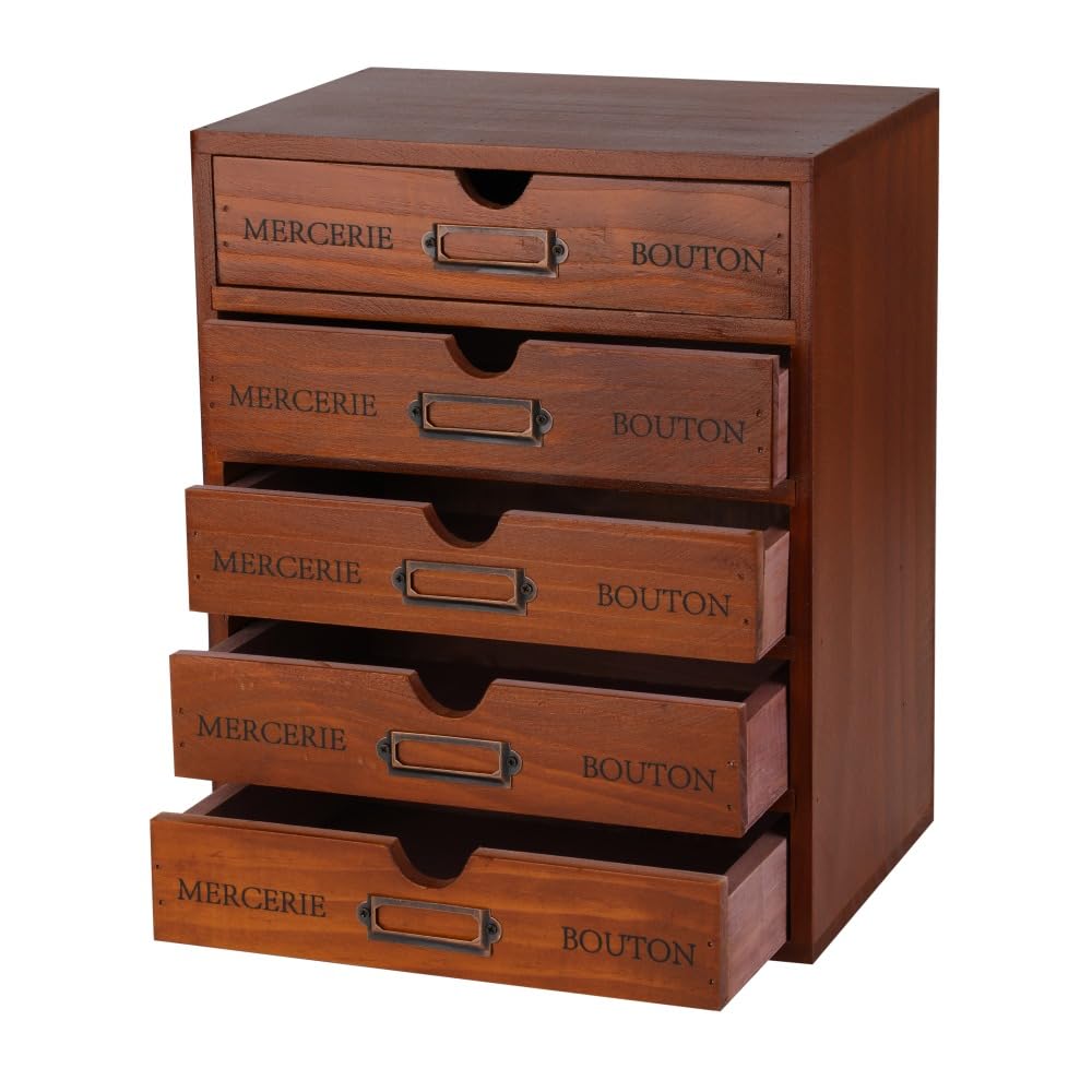 Wooden Drawers Blue Wood Desktop Organizer with Drawers
