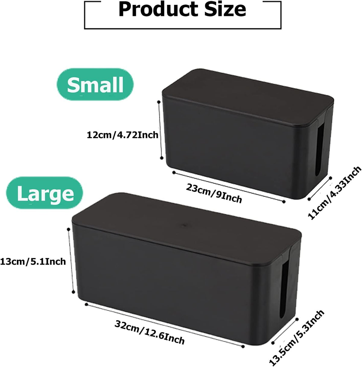 Cable Management Box,Power Cover Surge Protector for Desk Large Black