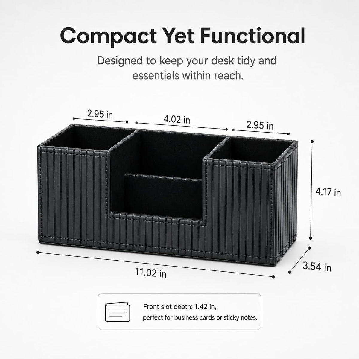 GORESE Pen Holder for Desk, PU Leather Desk Organizer for Office, Black