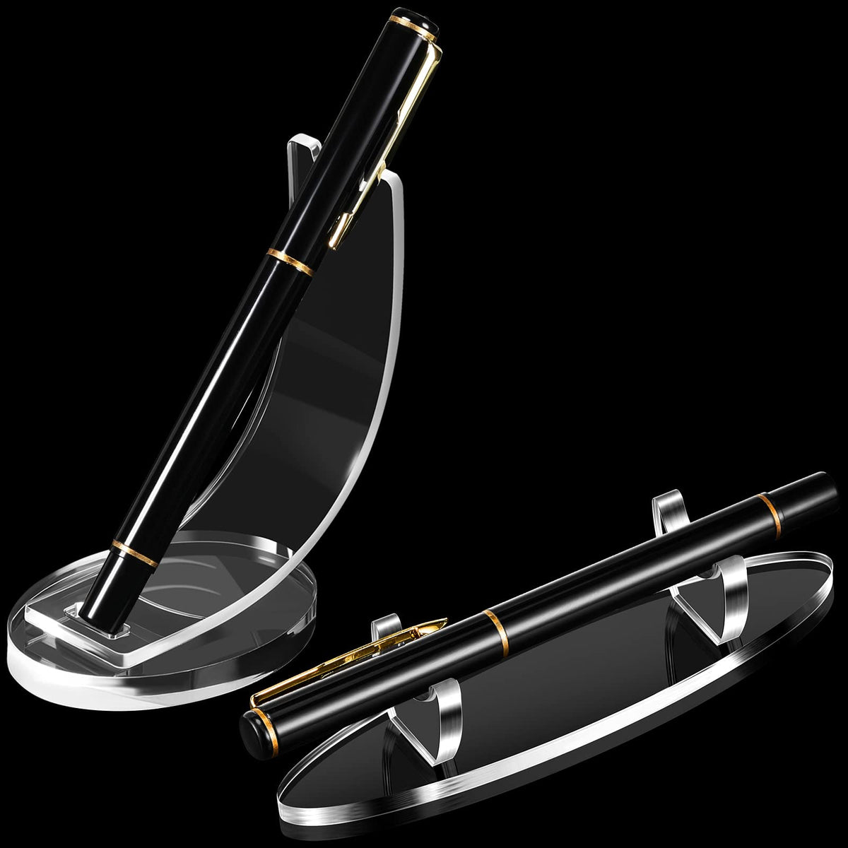 Spakon 2 Pcs Acrylic Pen Display Stand Holder for Desk, Black