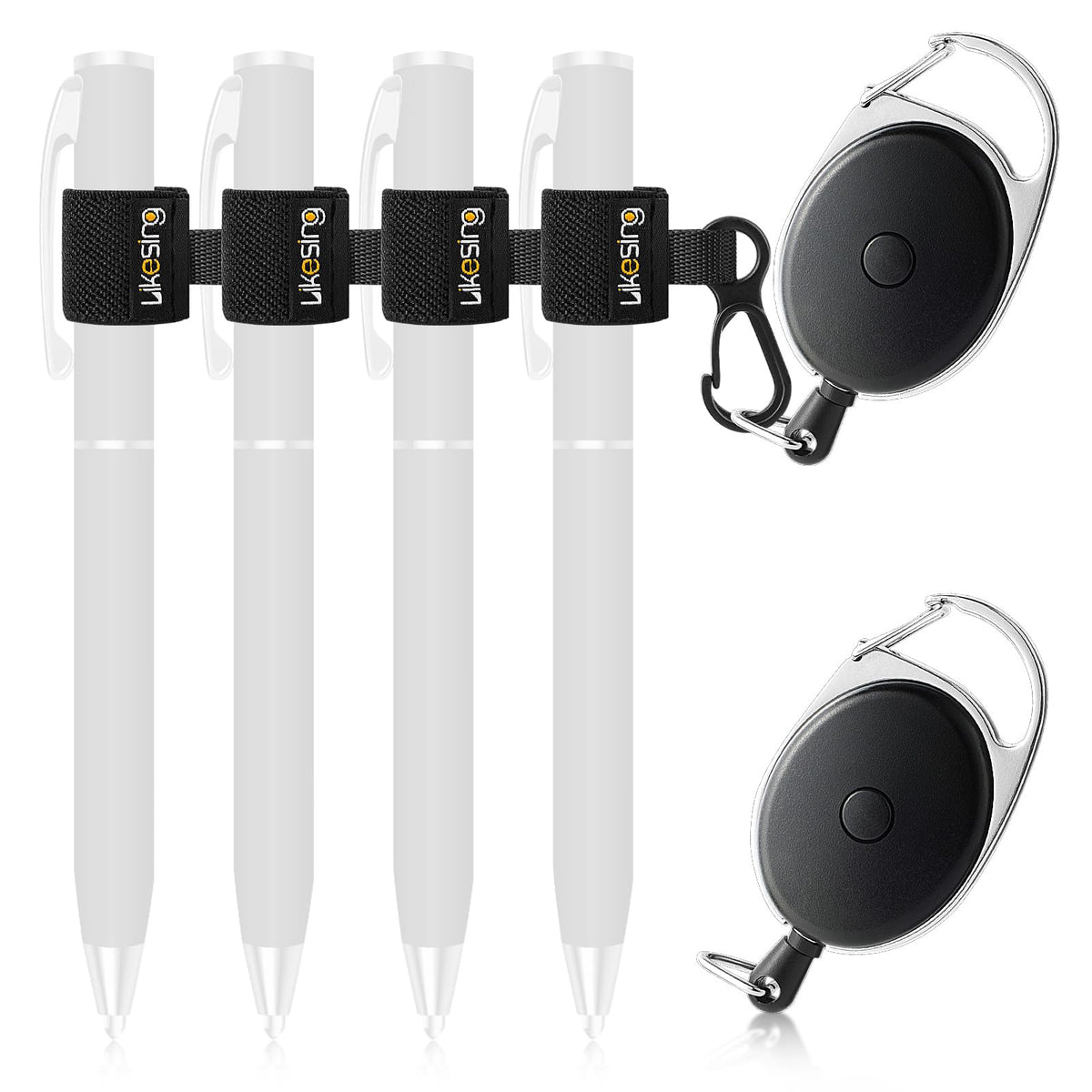 Likesing Retractable Pen Holder, 27.5" Reel Elastic Pen Leash(Dark-colored)
