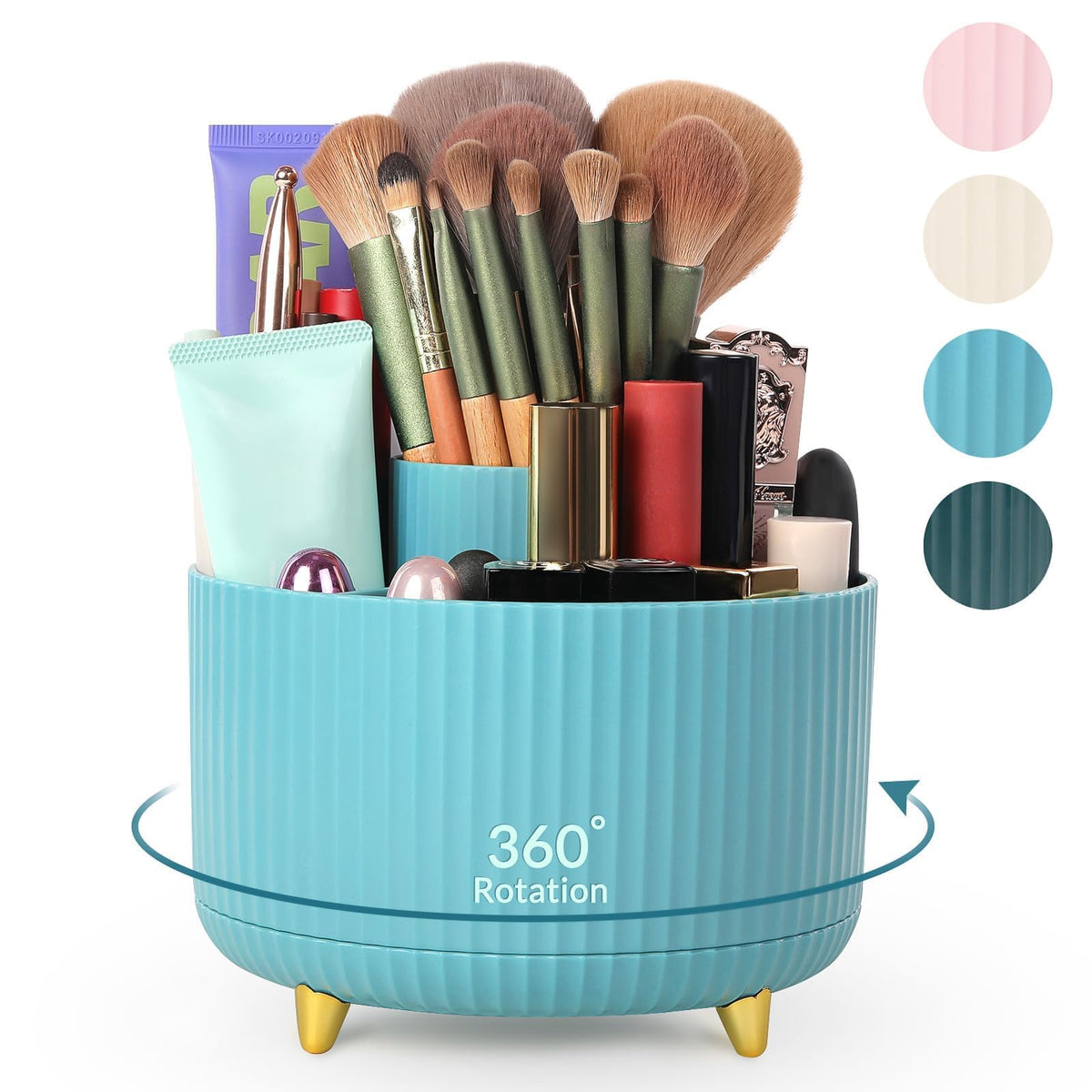 SKYDUE 360 Rotating Multipurpose Organizer - Cute Rotating Pen Holder with 5 Slots for Art Supplies, Office, School, Home