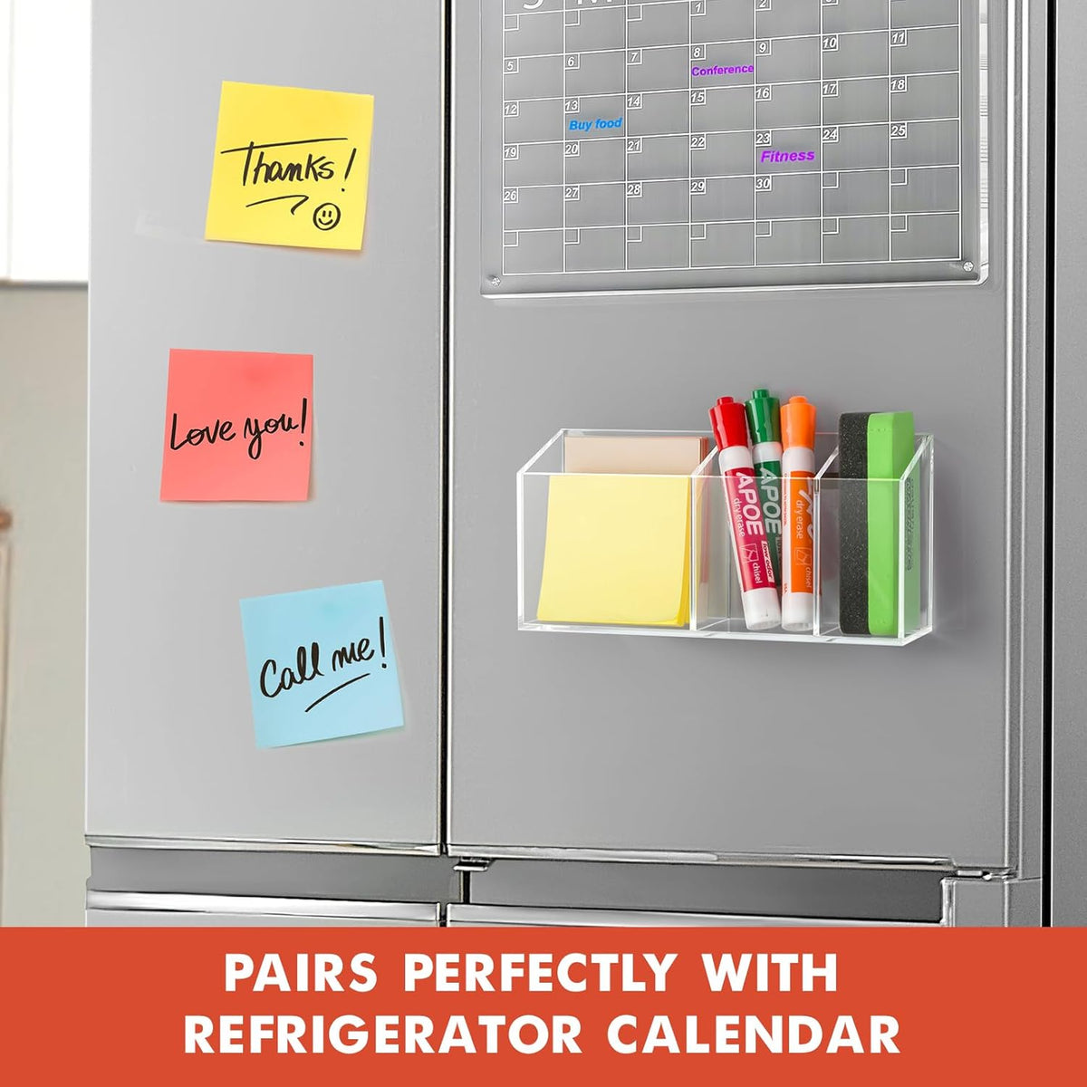 Magnetic Dry Erase Marker Holder for Whiteboard, Fridge, Classroom