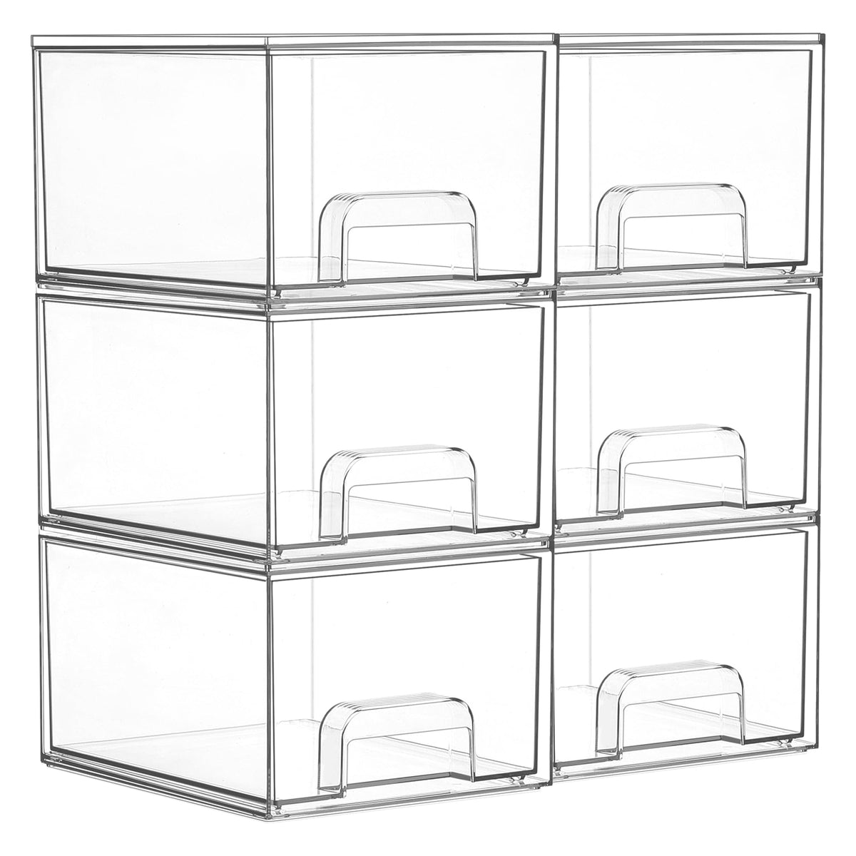 Vtopmart Clear Stackable Storage Drawers, 4 Pack Tall Plastic Organizers
