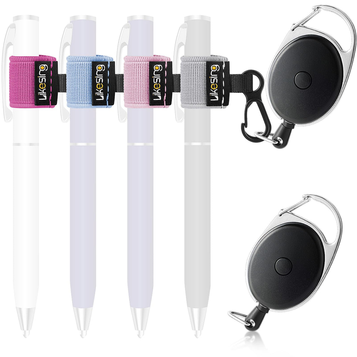 Likesing Retractable Pen Holder, 27.5" Reel Elastic Pen Leash(Dark-colored)
