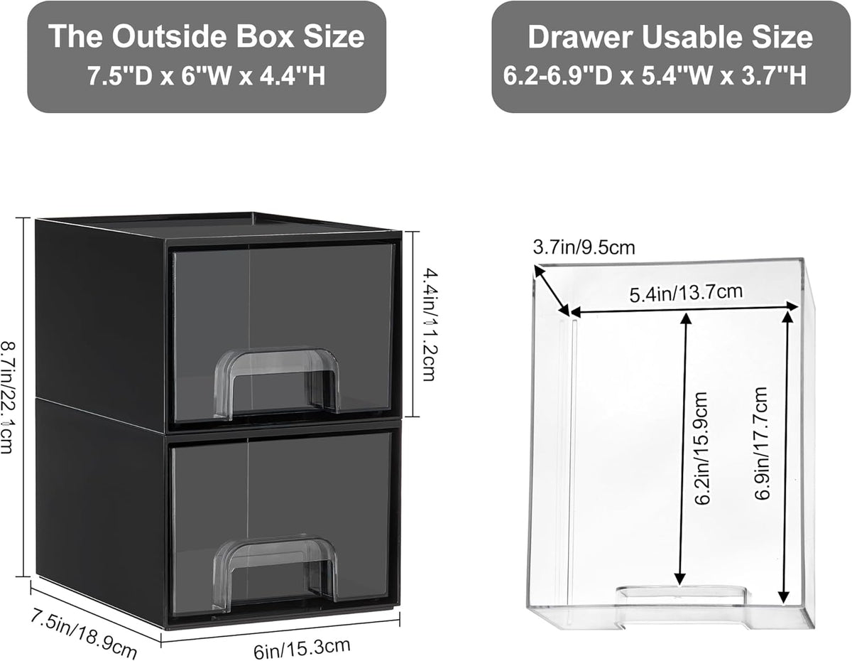 Vtopmart Black Small Stackable Storage Drawers for Cologne Organizer