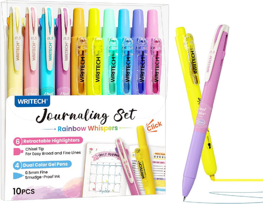 WRITECH Gel Pens Journaling Highlighters: Pastel 2-in-1 Journal Set 10ct