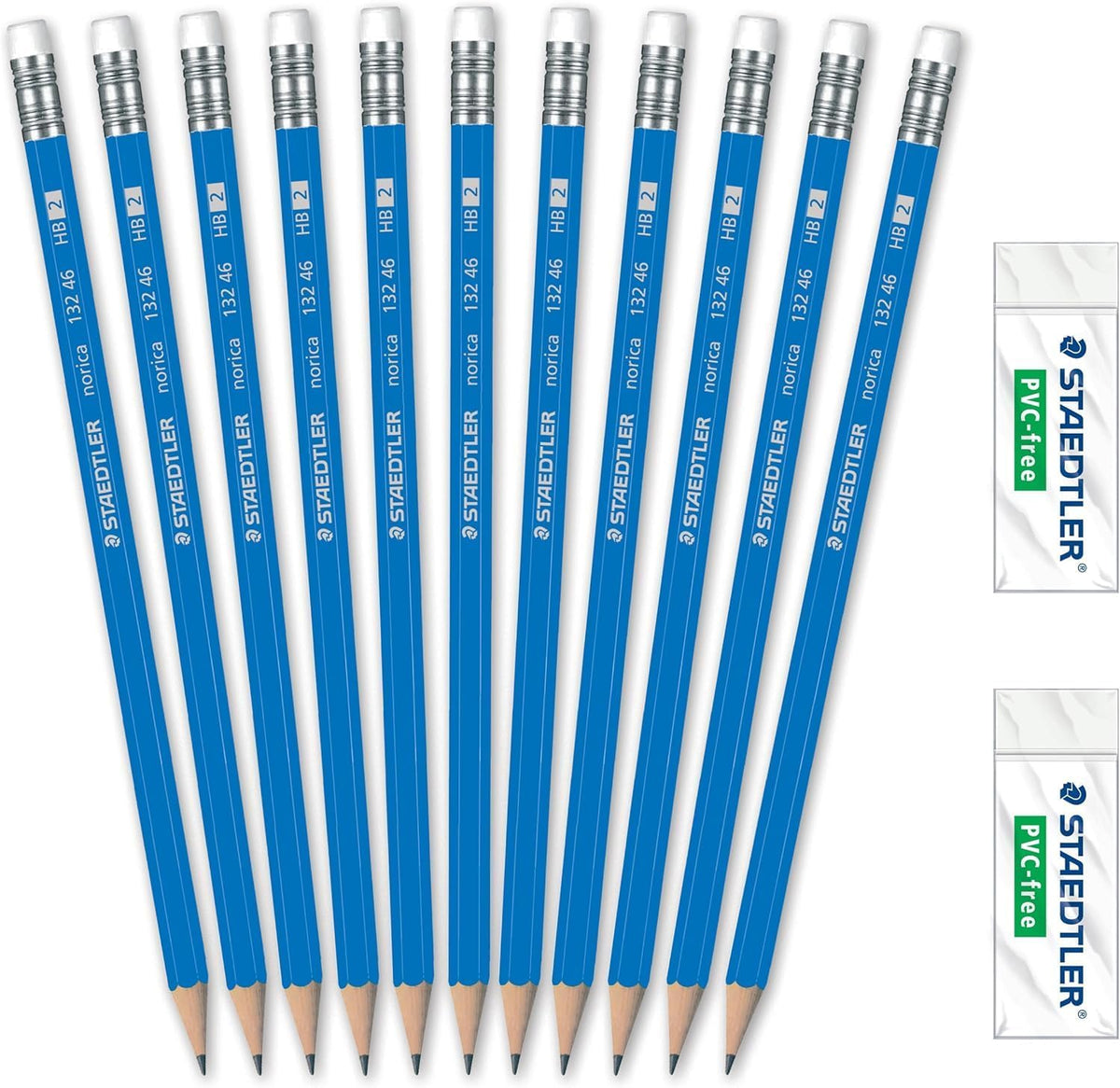 STAEDTLER Norica #2 HB Pencils Class Pack: 144 Pre-Sharpened Pencils + 12 Erasers, Bulk School Supplies Set, Break-Resistant Lead, Latex- & PVC-Free, For Writing, Testing, Drawing & Sketching