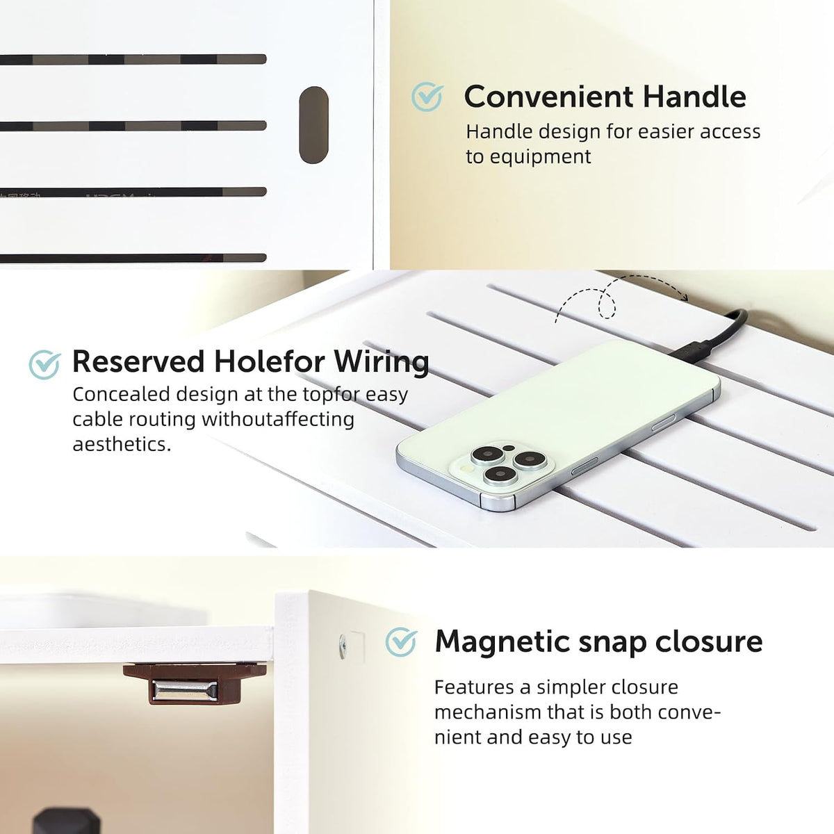 WiFi Router Storage Cabinet, WiFi Box Hider with Cable Management