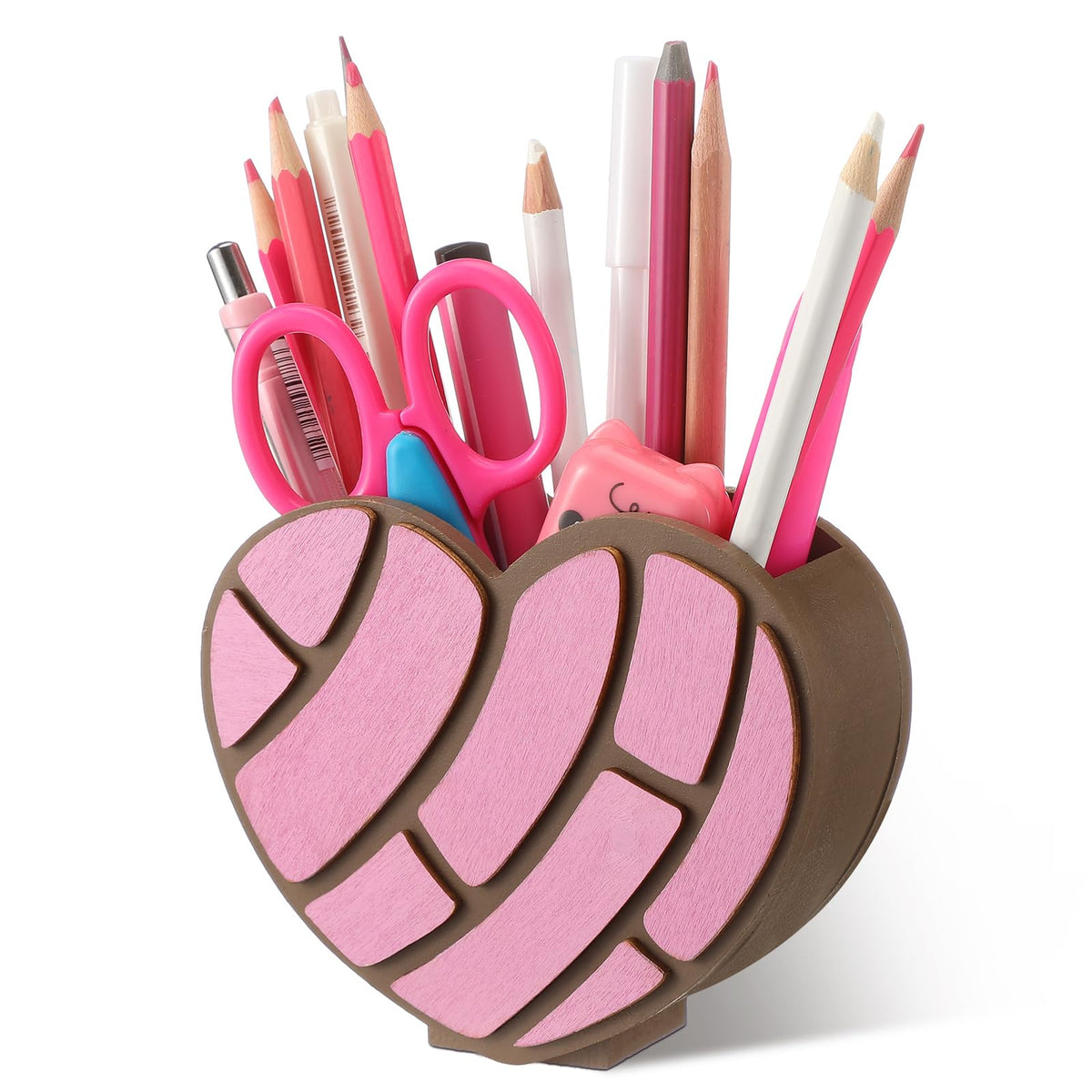 Tenceur Pink Bow Pen Holder for Desk Large Capacity Pencil Holder for Girls