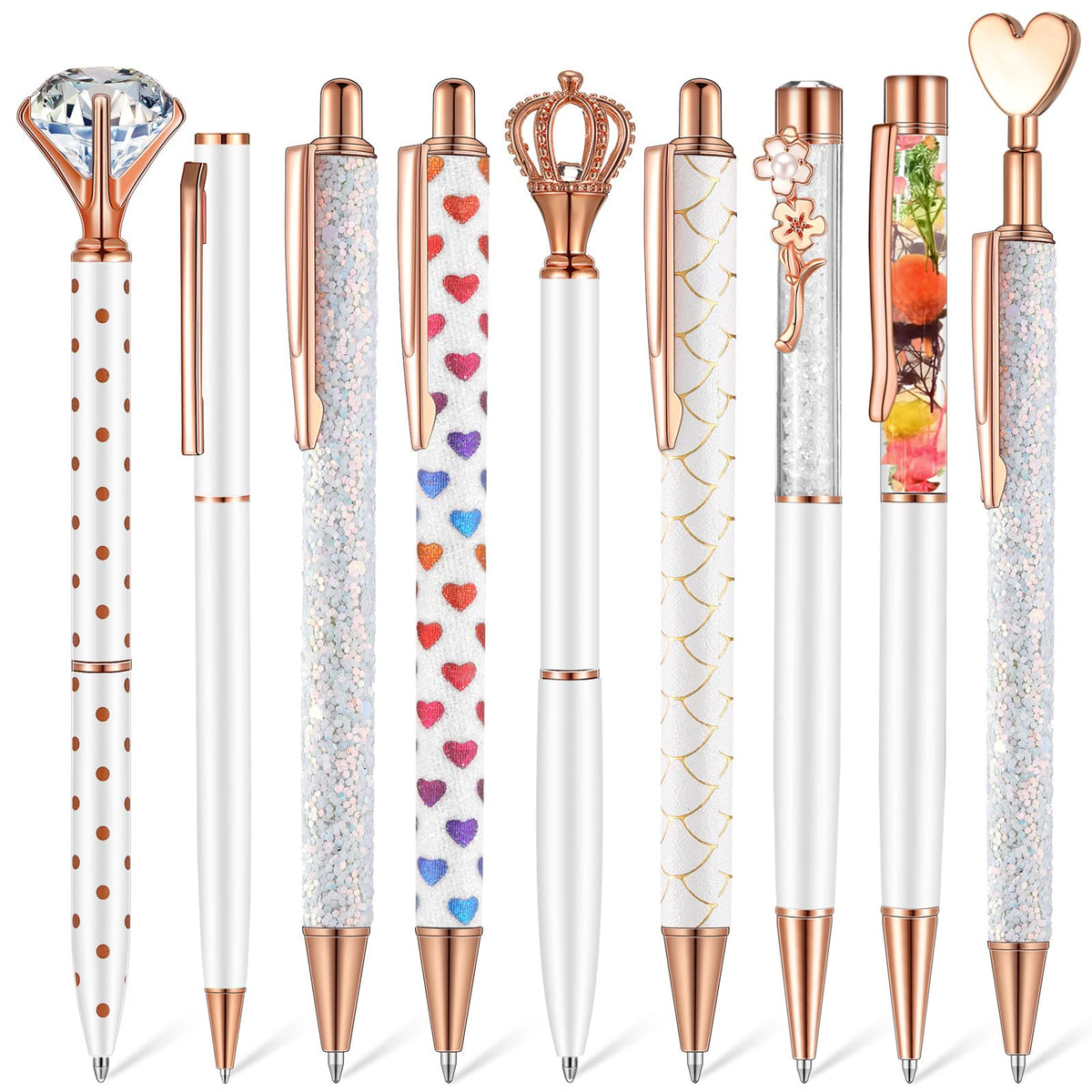 Janmini 9pcs Fancy Ballpoint Pens Glitter Journaling, Dark Blue