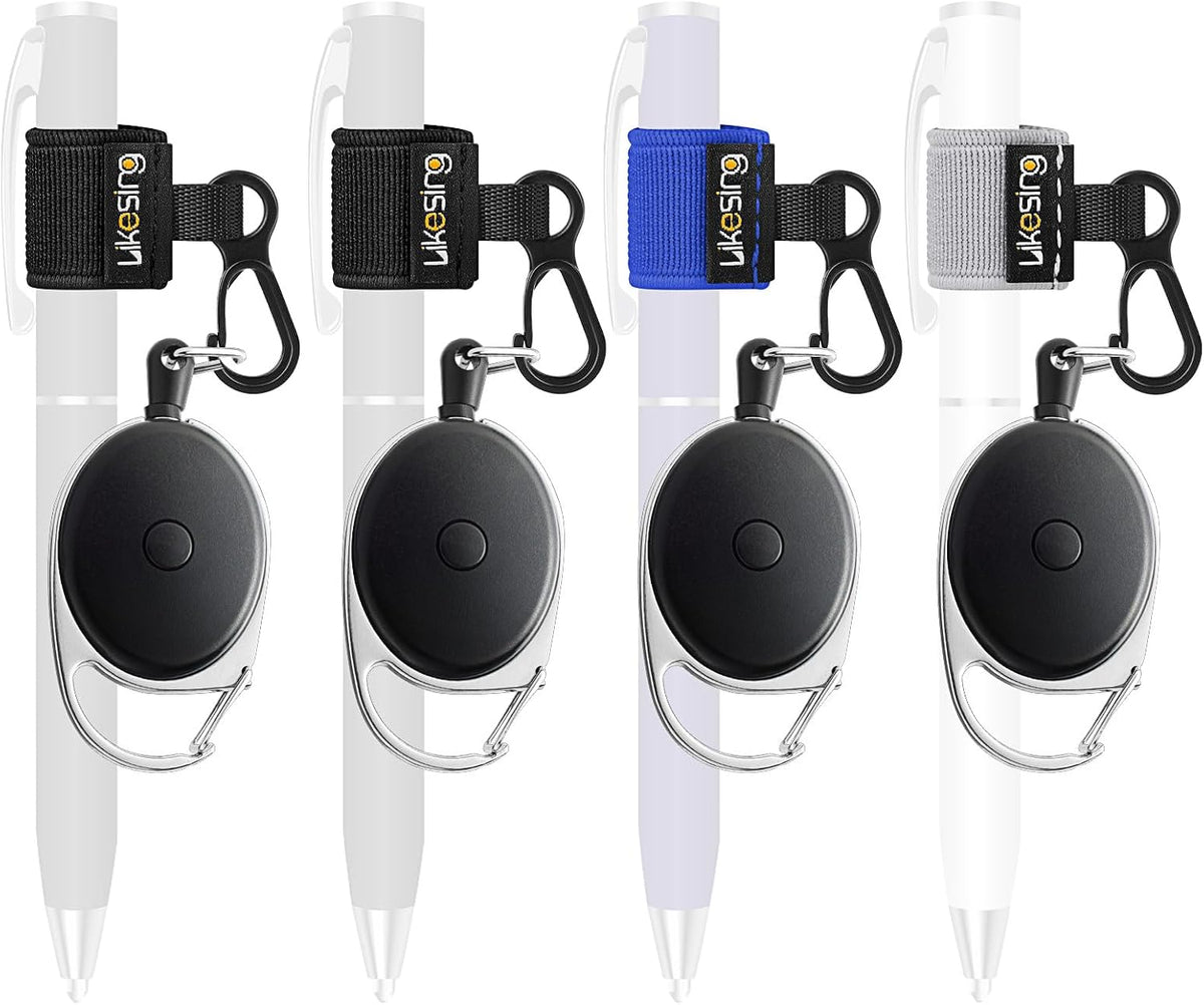 Likesing Retractable Pen Holder, 27.5" Reel Elastic Pen Leash(Dark-colored)