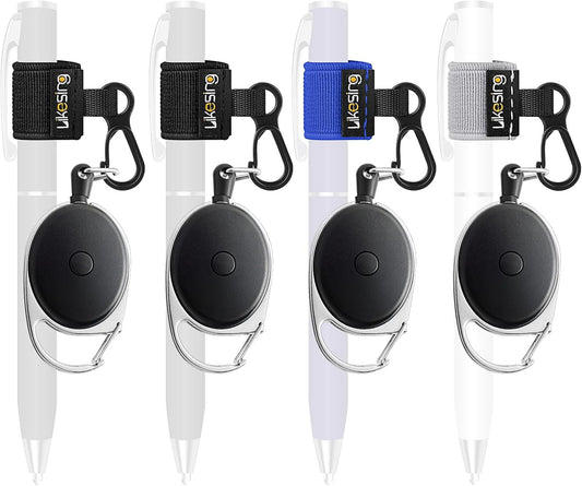 Likesing Retractable Pen Holder, 27.5" Reel Elastic Pen Leash(Dark-colored)