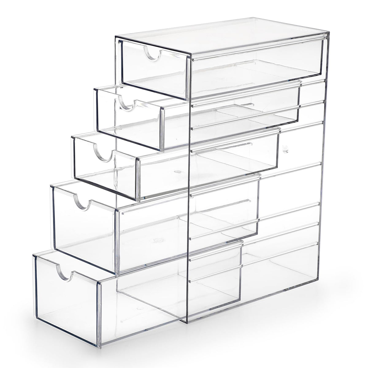 Hipiwe Plastic Drawer Organizer Desktop Storage Box with 6 Pull Out Drawers