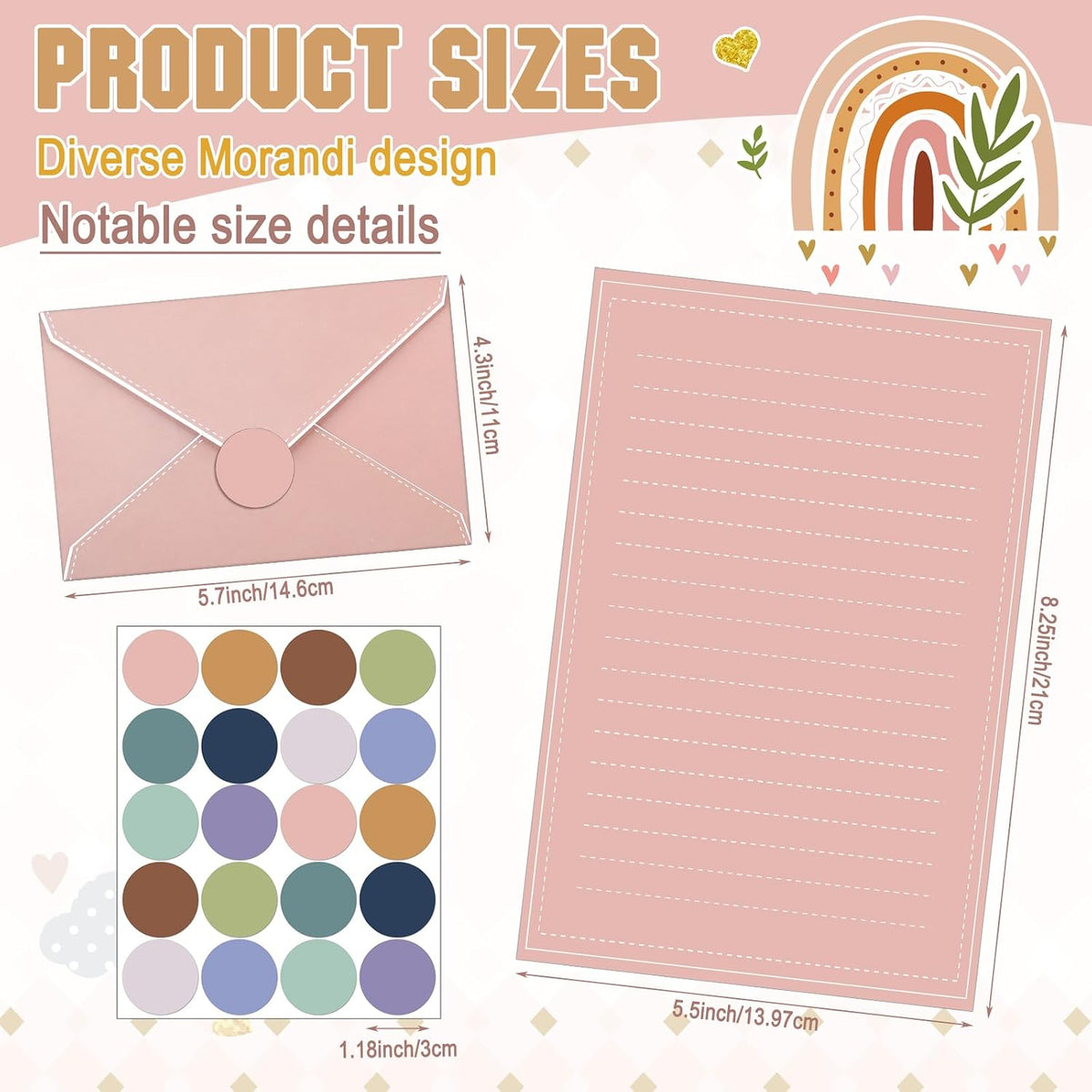 Taobary 160 Pack Stationery Paper Set,5.5 X 8.25 Inch,Morandi Color