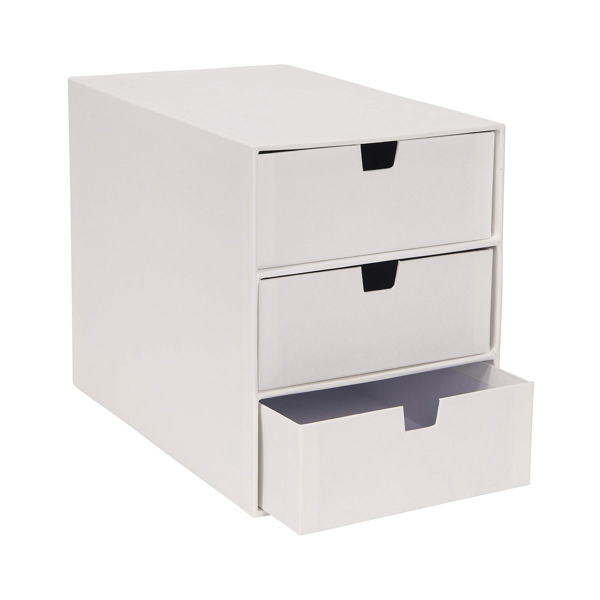 Bigso Box of Sweden Ingrid 3-Drawer Canvas Fiberboard Desk Organizer for Office Supplies and Accessories - Stackable Makeup Drawer Organizer - 6.3in x 9.9in x 8.1in - Grey