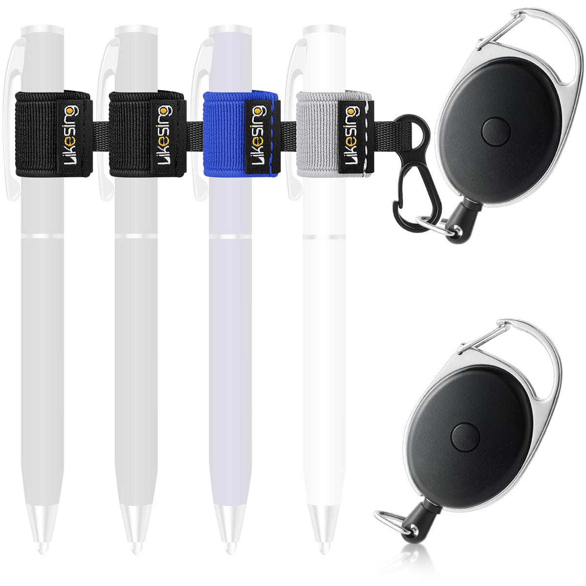 Likesing Retractable Pen Holder, 27.5" Reel Elastic Pen Leash(Dark-colored)