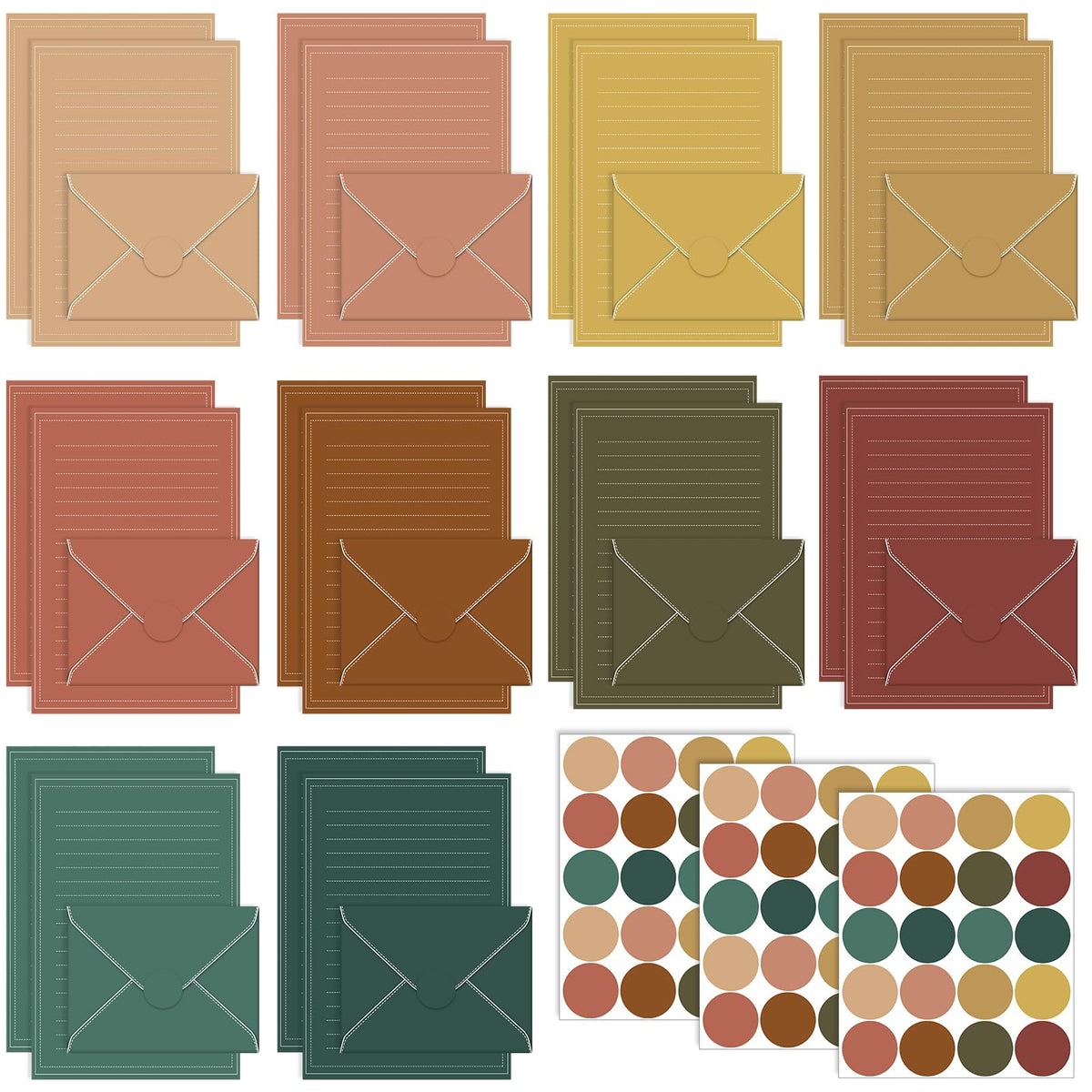 Taobary 160 Pack Stationery Paper Set,5.5 X 8.25 Inch,Morandi Color