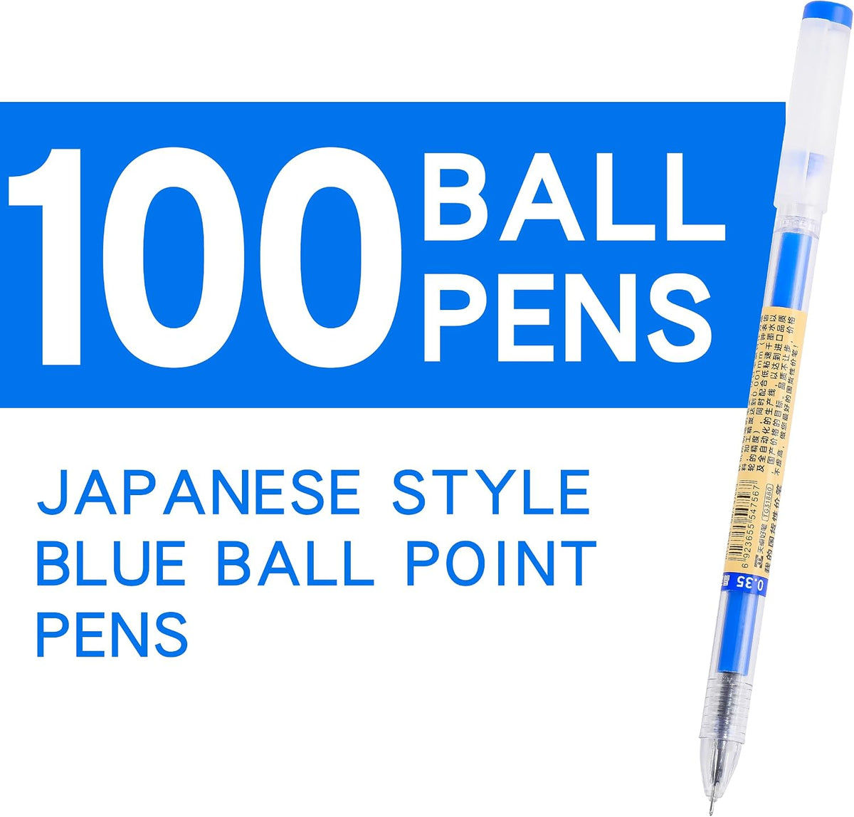 Japanese Style Blue Gel Ink Pens, 100 Pack Bulk Wholesale Set, 0.35mm Extra Fine Point, No Smudge Quick Drying, Journaling, Writing Drawing Notebook for Teacher Classroom Office School Supplies