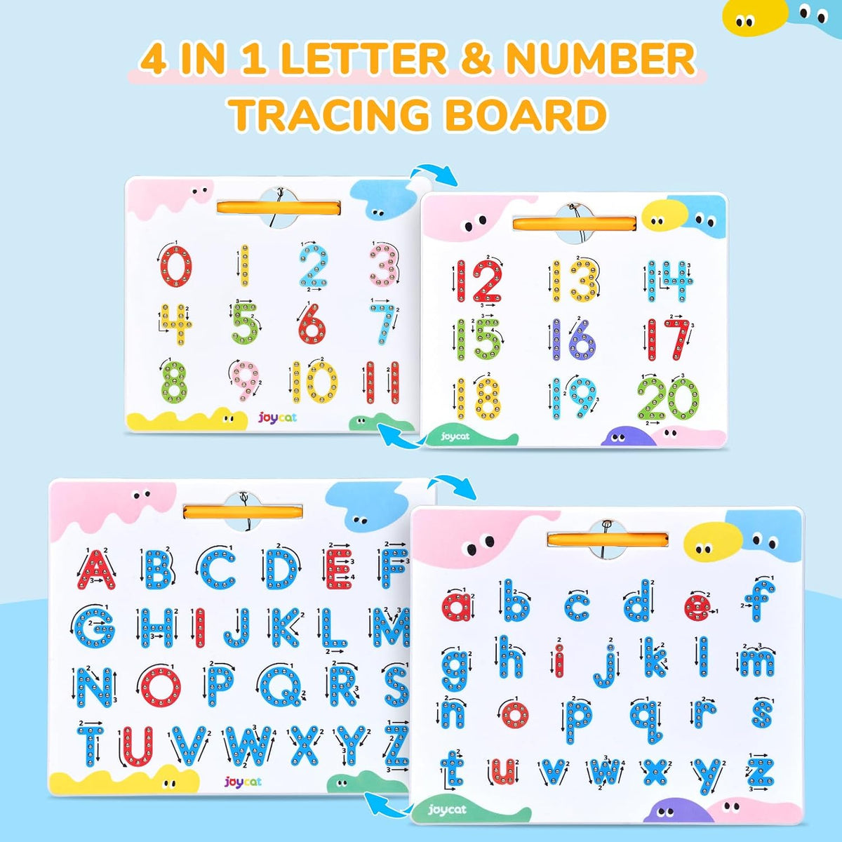 JoyCat Magnetic Letter and Number Tracing Board Set, ABC and Numbers 1-20
