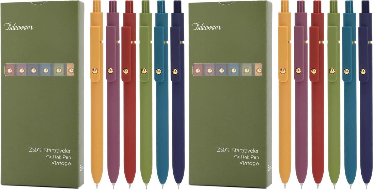 Ddaowanx Gel Pens Set,12 Pcs 0.5mm Retractable Quick Dry Black Ink Pens