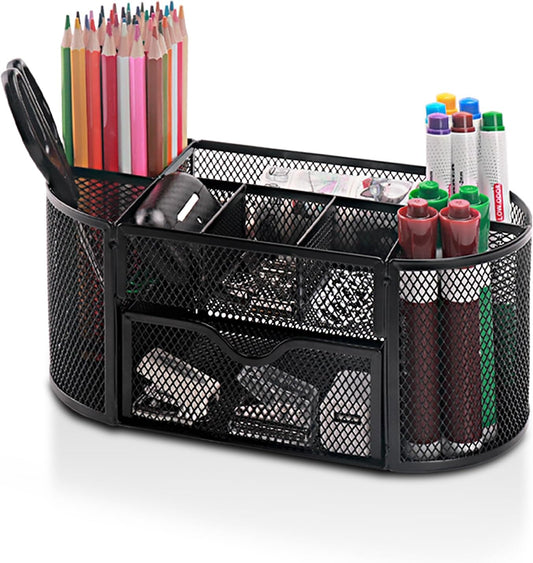 Comix Mesh Pen Holder, Desk Organizer for Home Office, Black