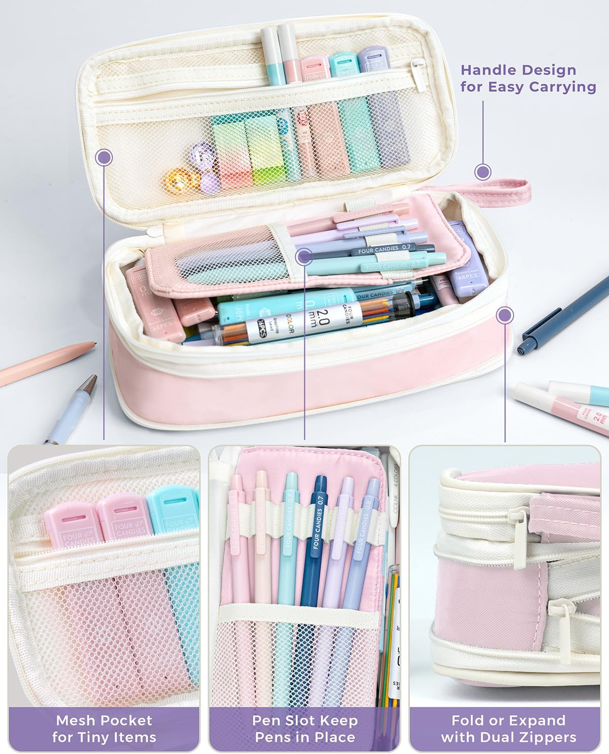 Four Candies 36PCS Mechanical Pencil Set with 624 Lead Refills (Pink)