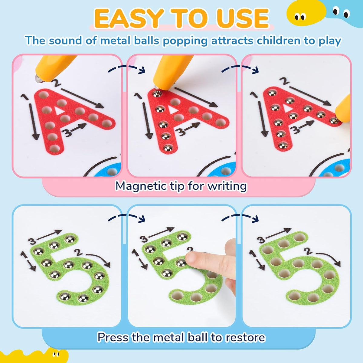 JoyCat Magnetic Letter and Number Tracing Board Set, ABC and Numbers 1-20