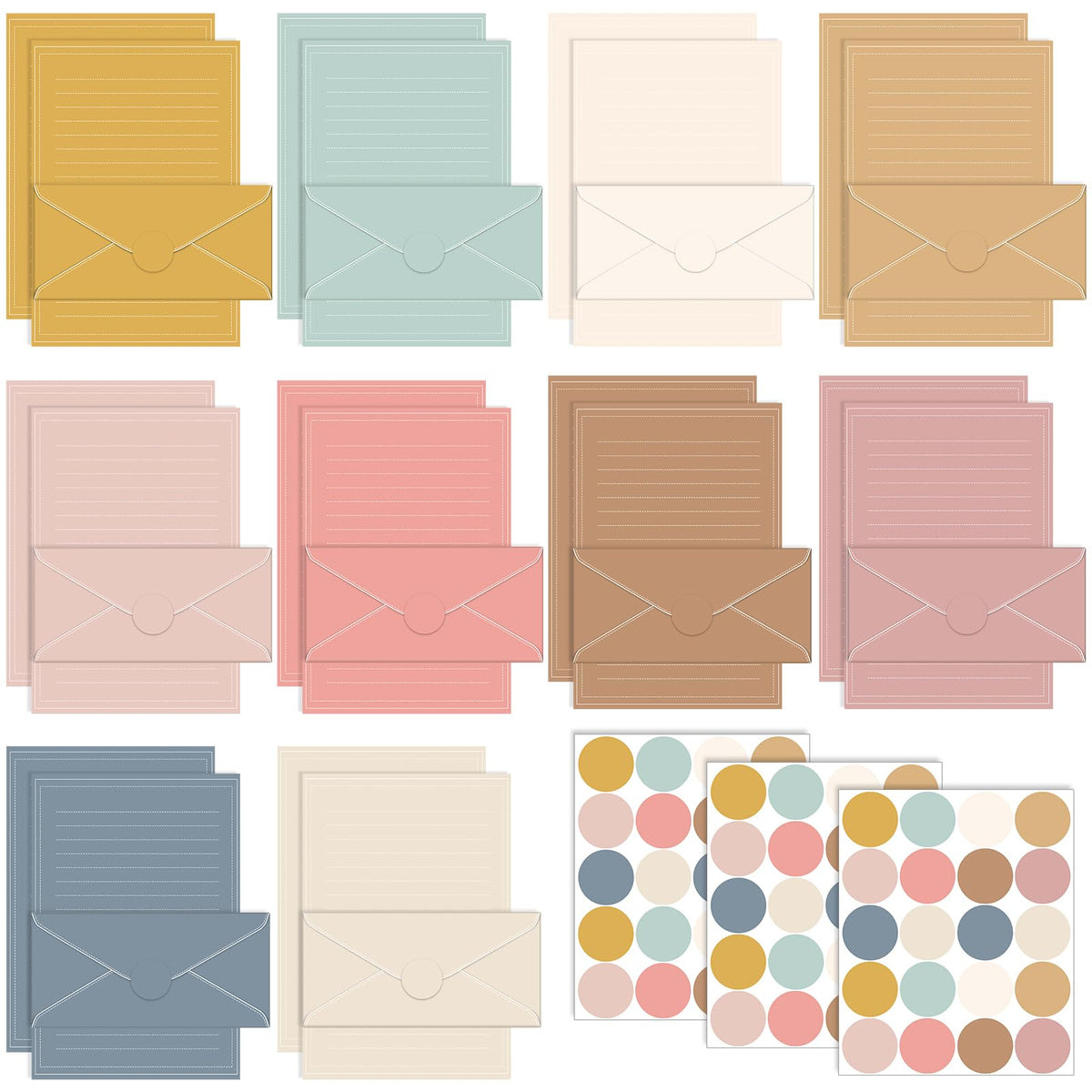 Taobary 160 Pack Stationery Paper Set,5.5 X 8.25 Inch,Morandi Color