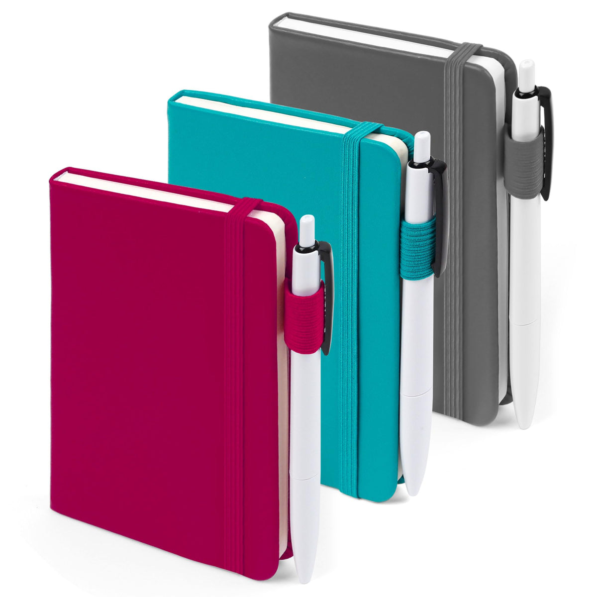feela 3 Pack Pocket Small Notebook Journals, Mini Cute Hardcover College Ruled Notepad Women Office Supplies, with 3 Black Pens, 3.5”x 5.5”, A6, Pastel Colors, Light Blue, Light Purple, Light Green