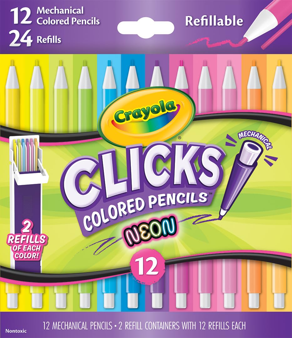 Crayola Clicks Retractable Tip Markers (10ct), Washable Cone Tip Art Marker Set, Cute Aesthetic School Supplies, Classroom Must Haves, Ages 3+