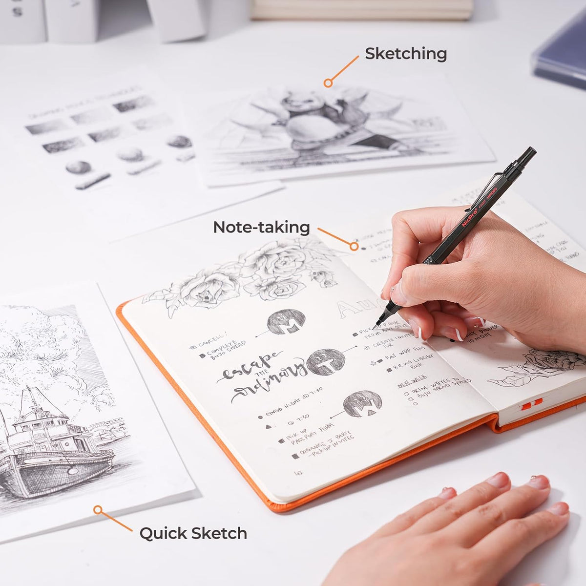 Nicpro 22PCS Art Mechanical Pencil Set， Metal Drawing Sketching With Eraser