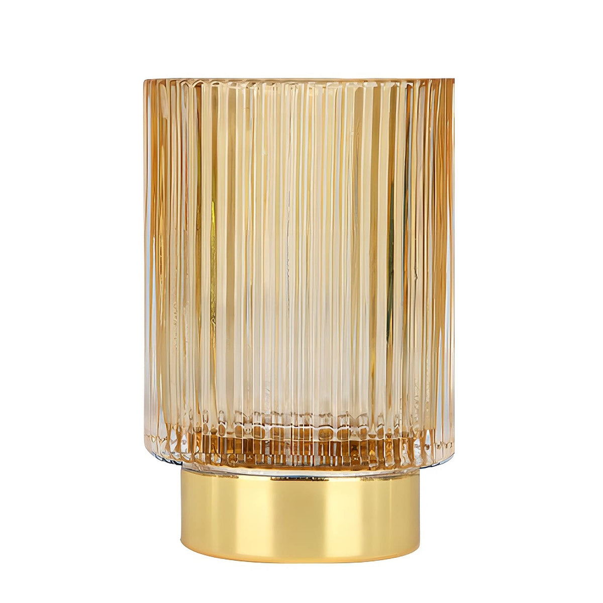 DASITON Makeup Brush holder Organizer,Crystal Cosmetic Makeup Brush Glass Brushes Storage Holder, Vintage Make Up Brush Cup Pen Pencil Holder striped vase(Green L)