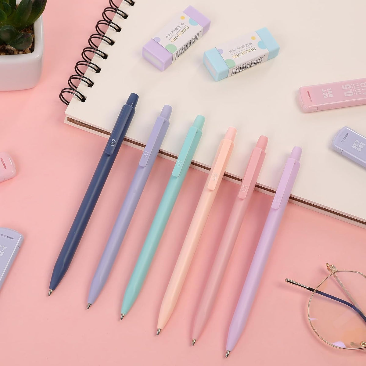 SKYDUE School Supplies Kit, 38 PCS Cute Stationery Set with Large Pencil Case, Pens, Mechanical Pencil Set, Highlighters & Refills, Aesthetic School Supplies for Girls, College, Back to School Pink