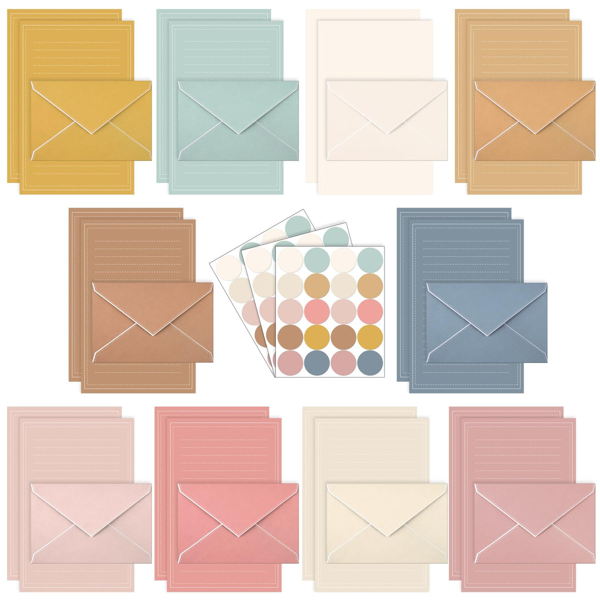 Taobary 160 Pack Stationery Paper Set,5.5 X 8.25 Inch,Morandi Color