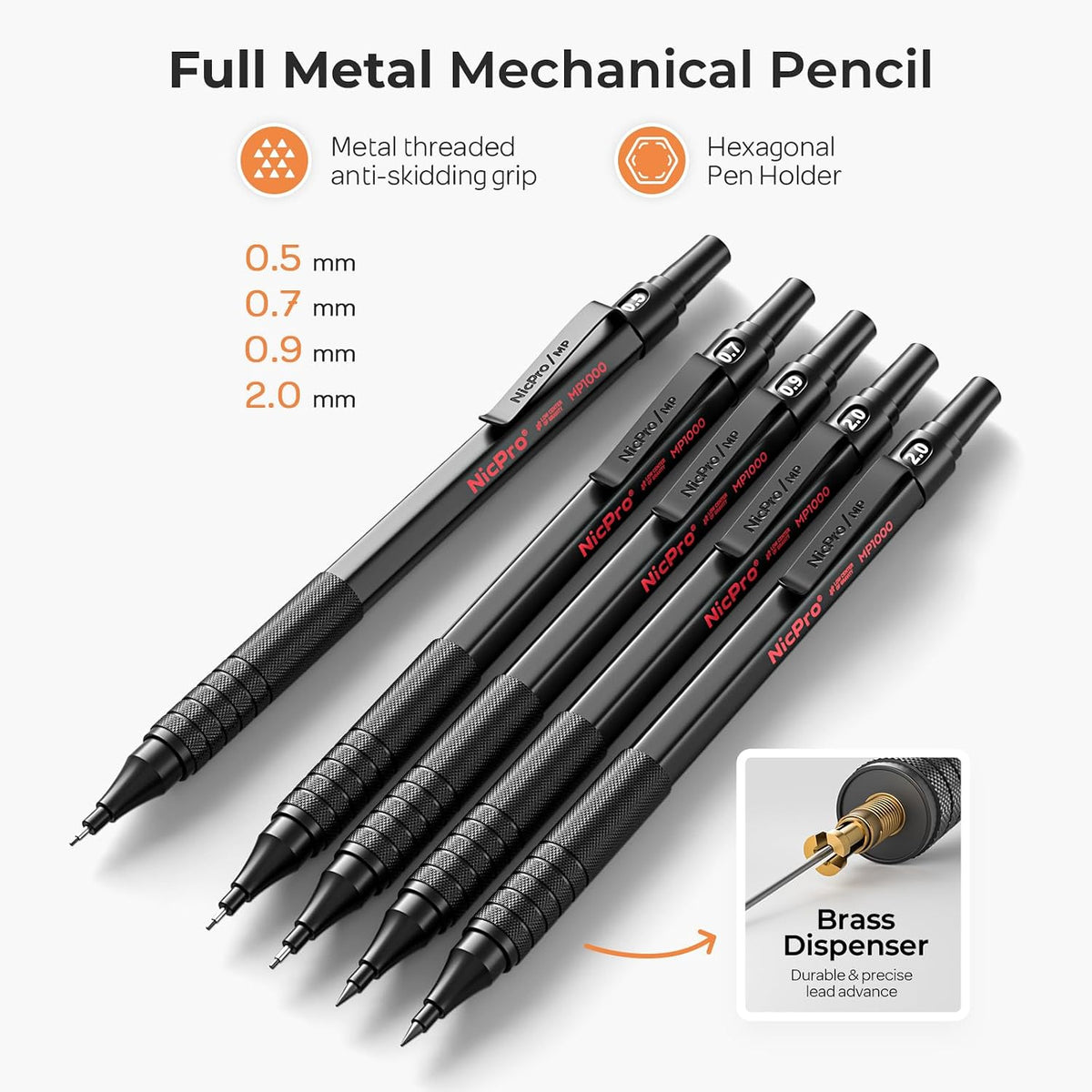 Nicpro 22PCS Art Mechanical Pencil Set， Metal Drawing Sketching With Eraser