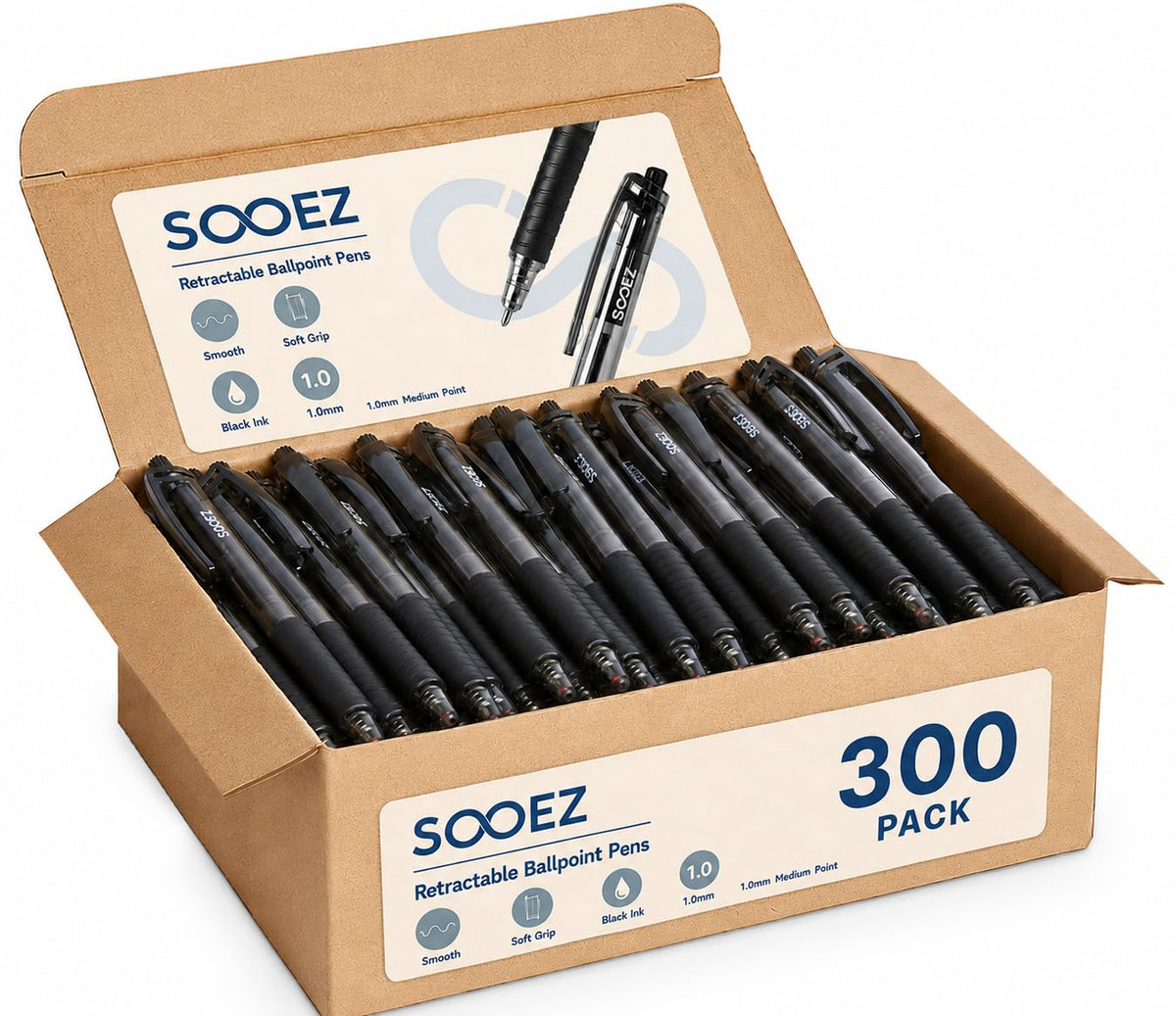 Sooez 60 Pack Bulk Pens Ballpoint, Smooth Writing Pens with Soft Grip