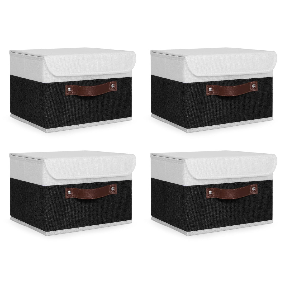 ANMINY Fabric Storage Box Bins with Lids, Green, 10"x8"x7"
