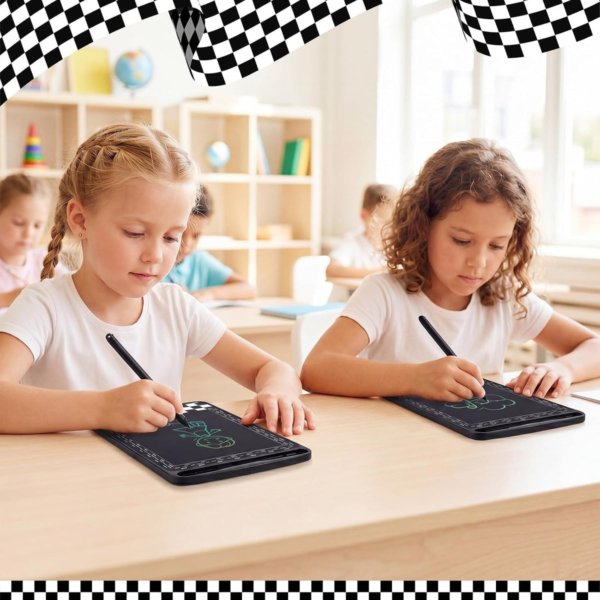 Tinlade 12 Pcs Racing LCD Writing Tablet for Kids 6.5 Inch Colorful Doodle Board Bulk Electronic Drawing Pad Erasable Reusable Party Supplies for Boys Girl Birthday Party Bags Educational